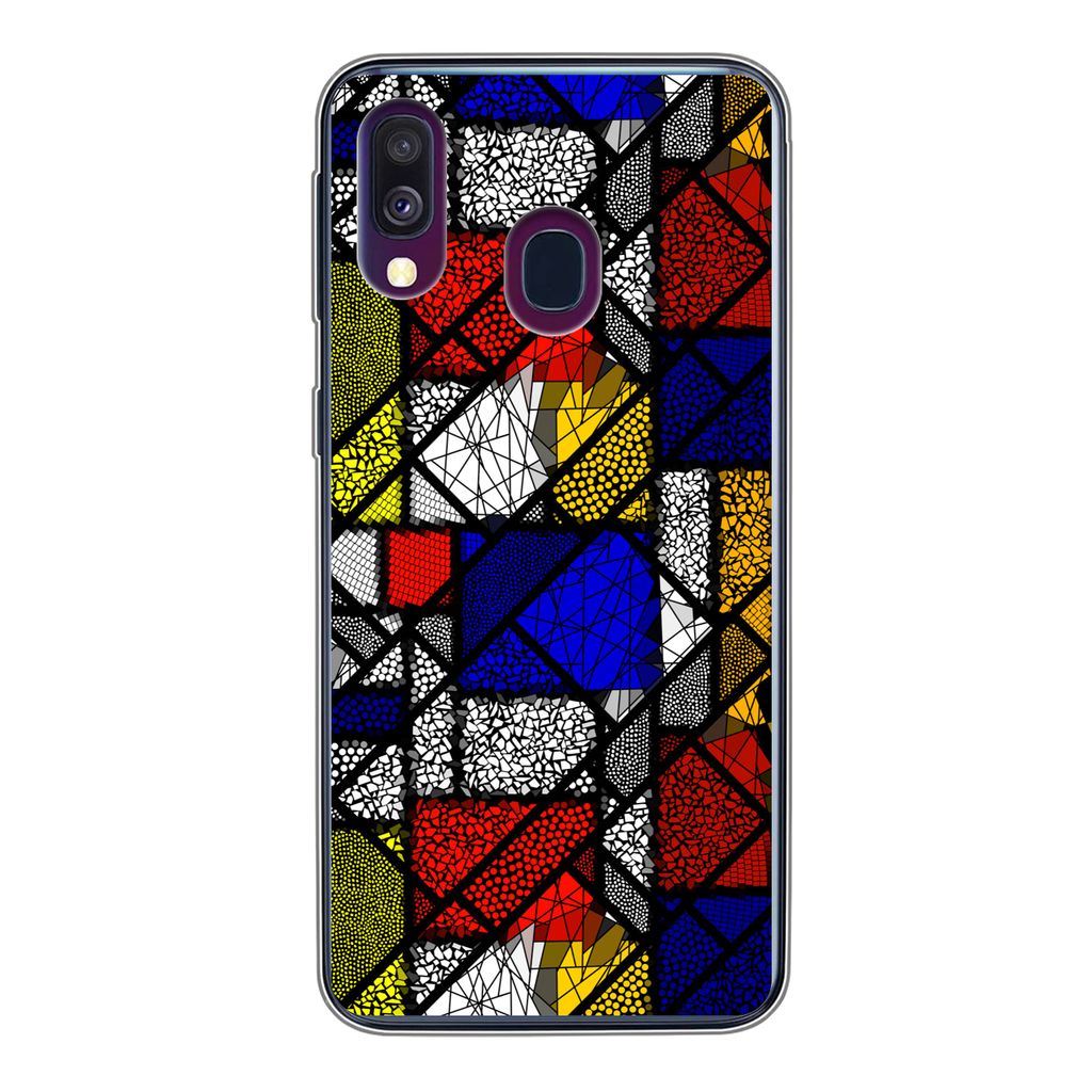 MuchoWow Handyhülle Schutzhülle Hülle für Samsung Galaxy A40 Mondrian - Glasmalerei - Alte Meister - Kunstwerk - Abstrakt - Malerei Silikon S...