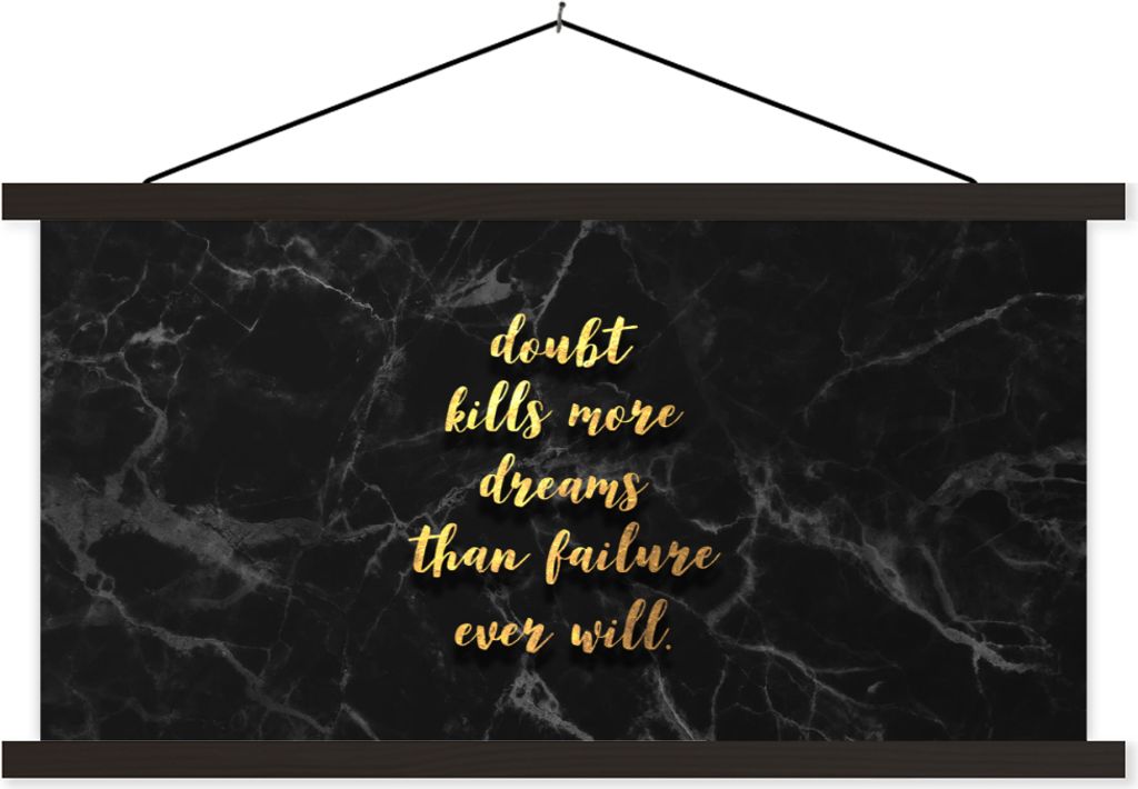 MuchoWow Textilposter Zitate - Traum - Gold - Marmor 90x45 cm mit schwarzem Rahmen - Klemmleisten