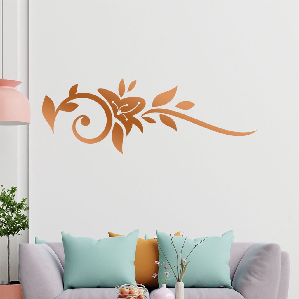 Blume - Linien Wandtattoo in 6 Größen - Wandaufkleber Wall Sticker - Dekoration, Küche, Wohnzimmer, Schlafzimmer, Badezimmer