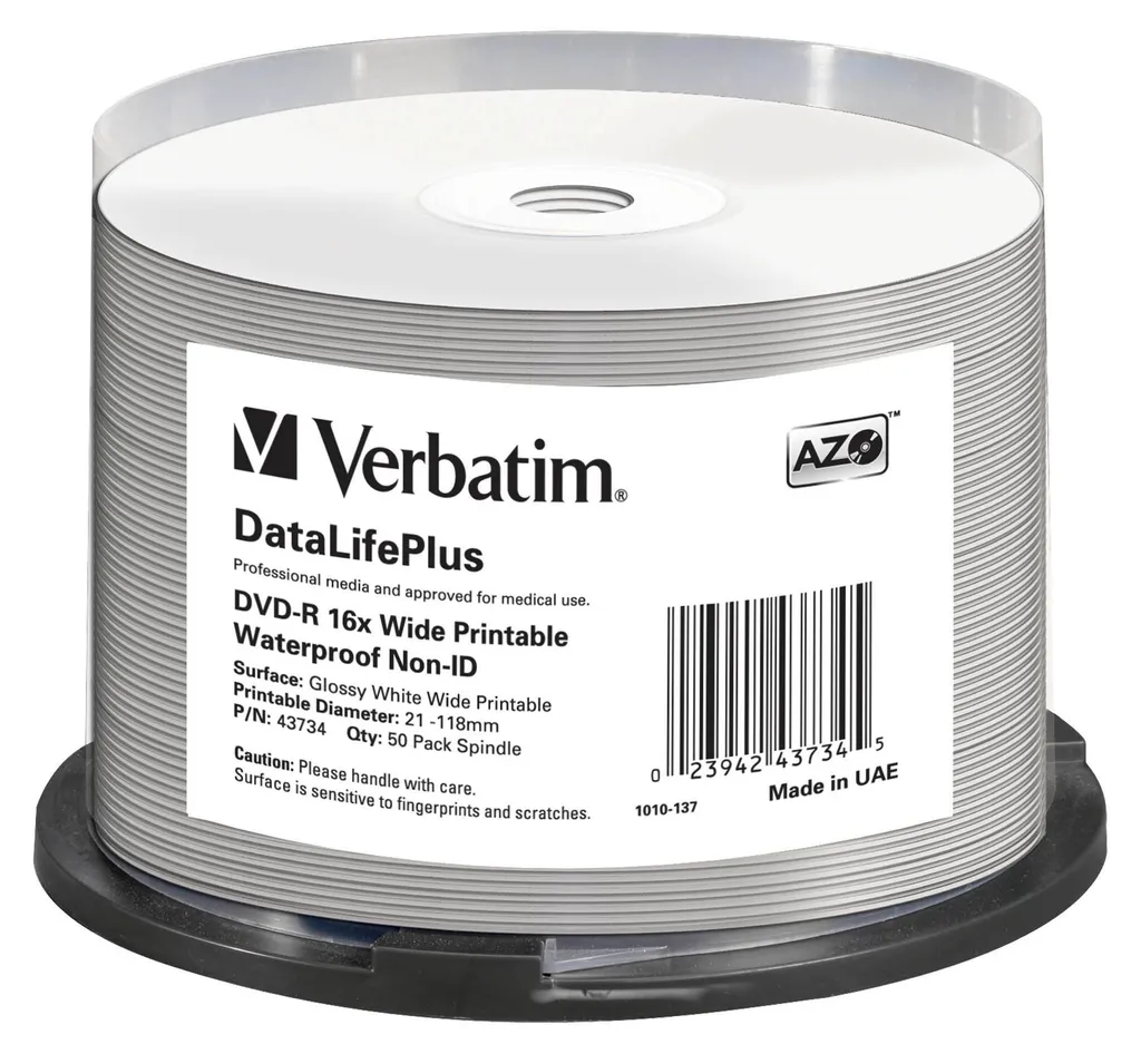DVD-R Fiable Verbatim DataLifePlus pour Sauvegarde Sécurisée 4.7 Go