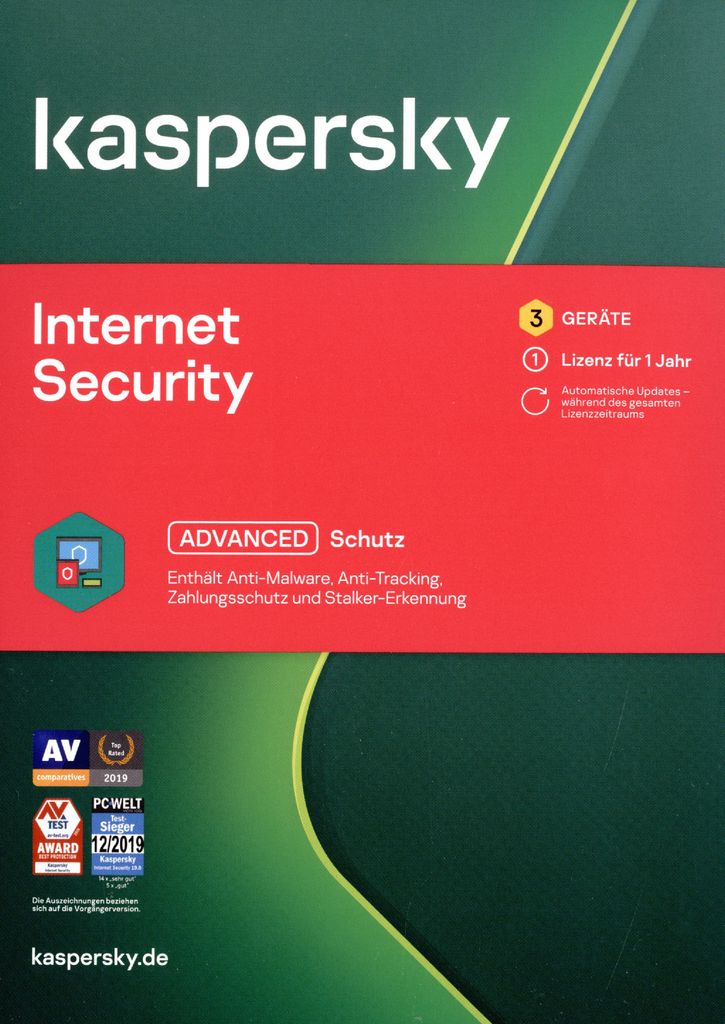 Kaspersky Internet Security 2020 - 3 Lizenz(en) Produktbild