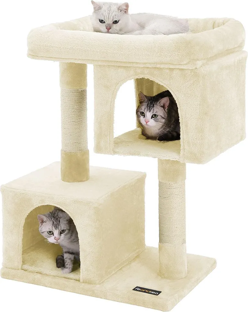 Arbre à chat avec 2 niches 84 cm beige - Station de repos confortable