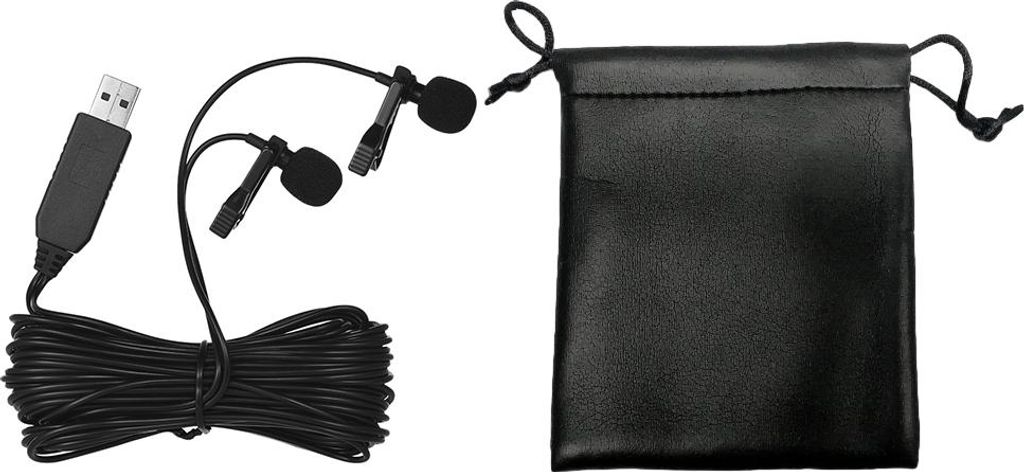 Andoer 6m/20ft USB Dual-head Lavalier Ansteckmikrofon Clip-on Omnidirektional Computer Mikrofon für Windows Mac Video Audio Aufnahme