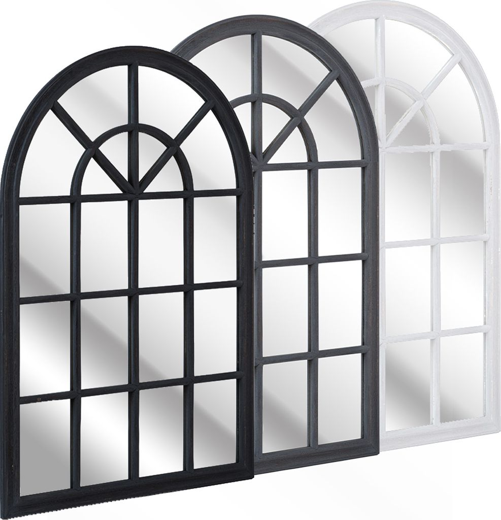 Antic by Casa Chic - Französischer Fensterspiegel Hochwertiger Wandspiegel Spiegel Dekospiegel - 120x80 cm - Echtholz - Antik Grau