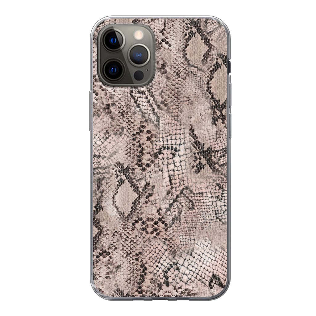 MuchoWow Handyhülle Schutzhülle Hülle für iPhone 13 Pro Tiermuster - Grau - Schwarz Silikon Softcase Handy Hülle - Handy-Tasche