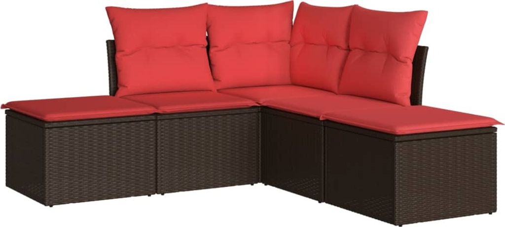 vidaXL 5-tlg. Garten-Sofagarnitur mit Kissen Braun Poly Rattan