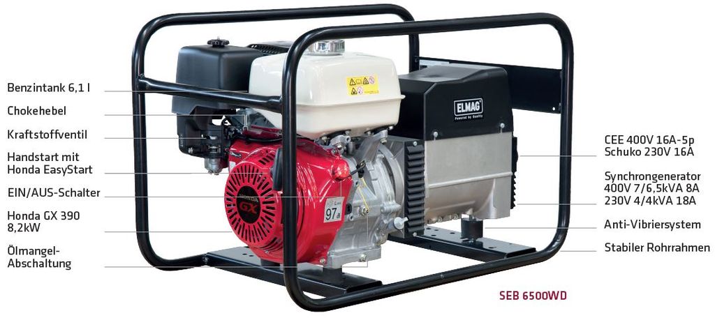Elmag Stromerzeuger SEB 6500WD, 53110