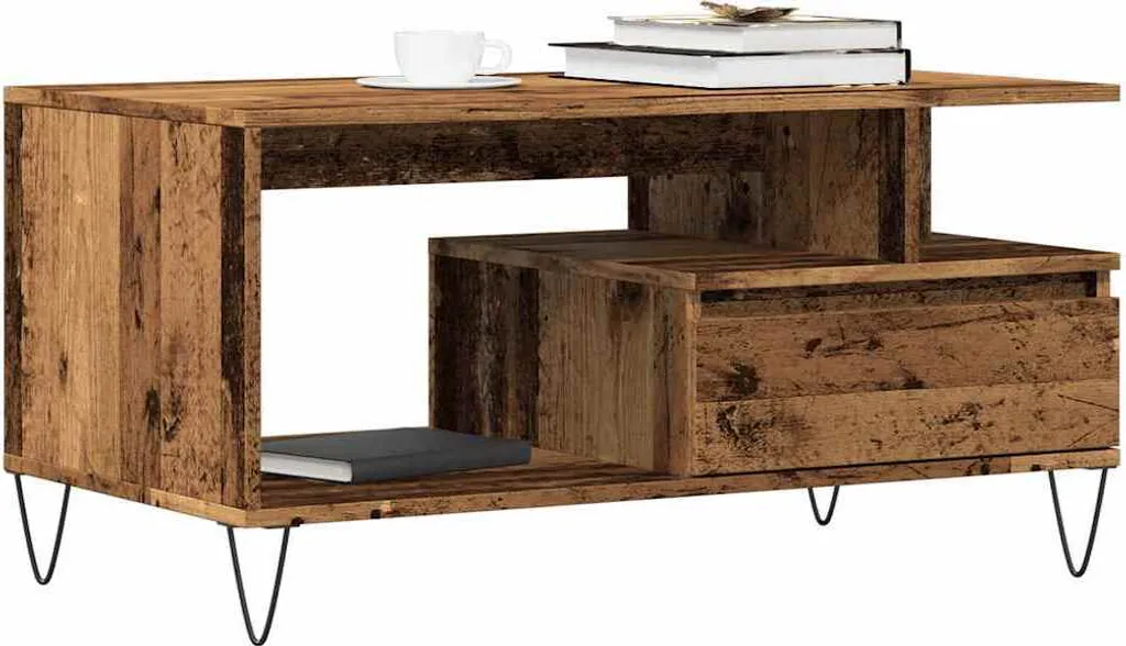 SYFAX™ Tavolino da Salotto Legno Antico 90x49x45 cm Legno Multistrato
