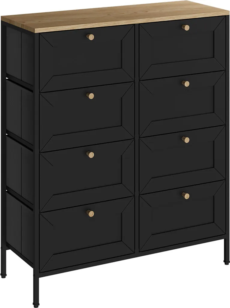 Commode de Chambre Vicco Belaro Noire 8 Tiroirs 80x95cm Gain de Place