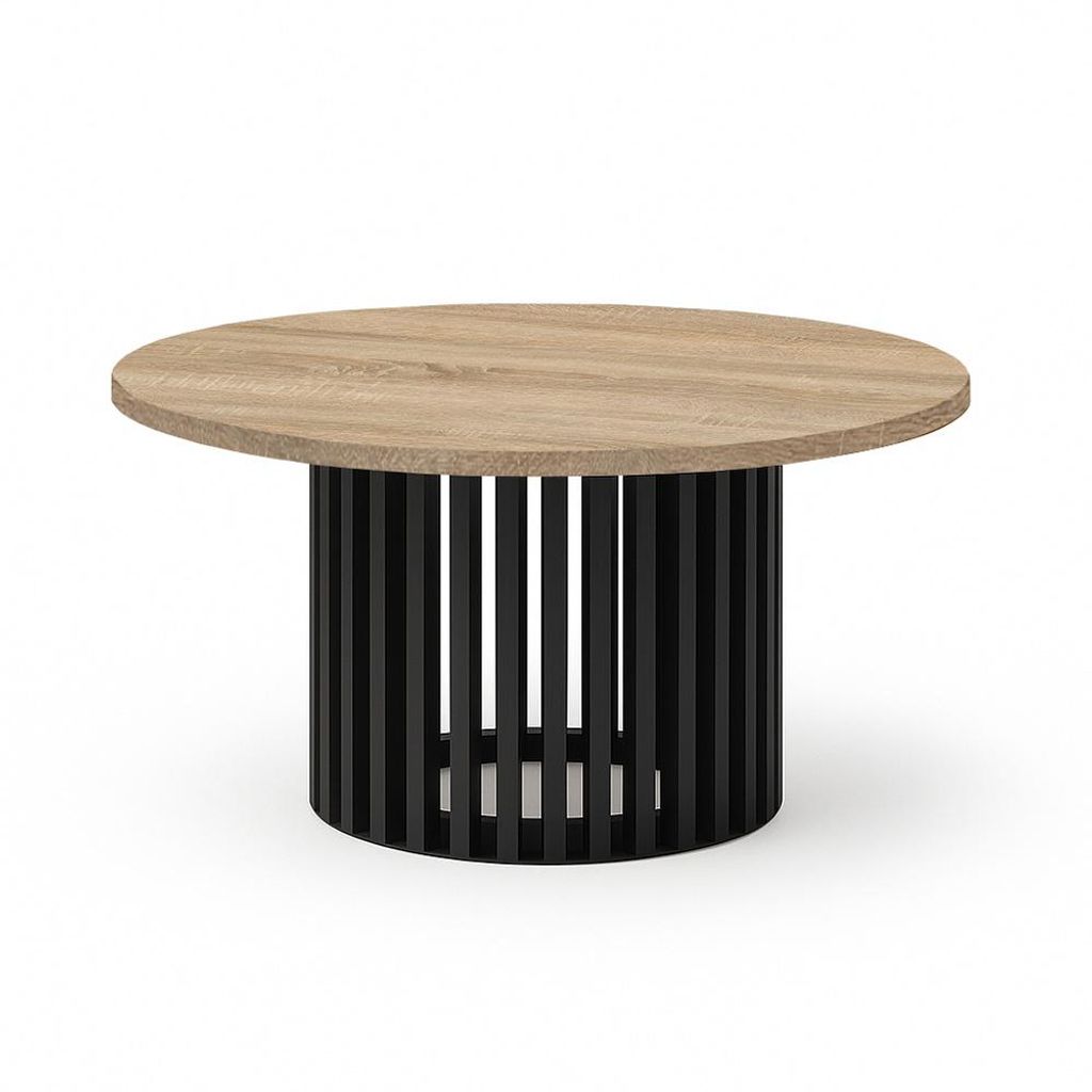 Runder Couchtisch Schwarz DOVER 75 cm, Eiche Sonoma mit Produktbild 