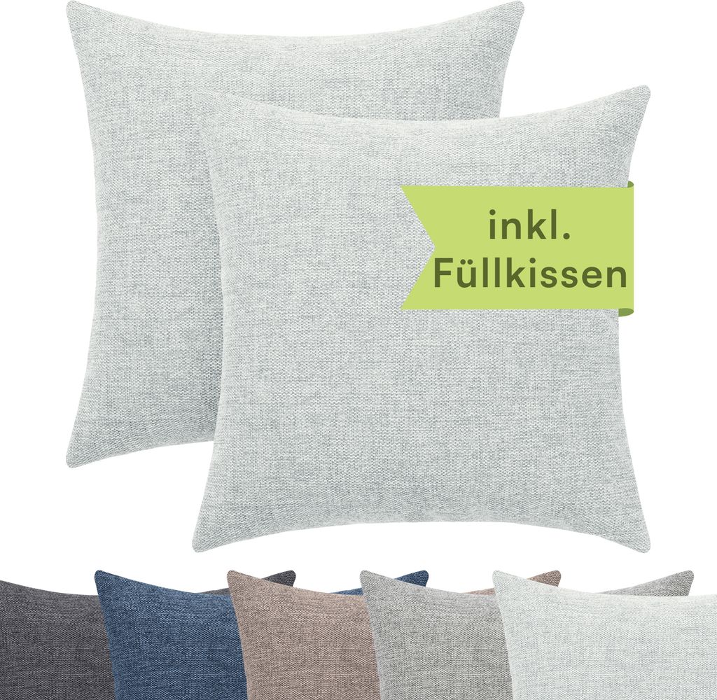 Selfitex Dekokissen 2er Set 50x50 inkl. Füllkissen kuschelweiches Lesekissen, Rückenkissen , Sofakissen,für Couch, Bett oder als Polster jeglich...