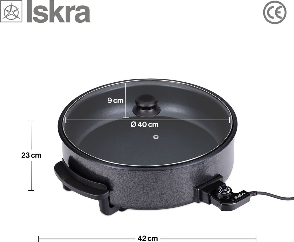 Iskra große elektrische Pfanne, Partypfanne mit Deckel, 40 Produktbild 6