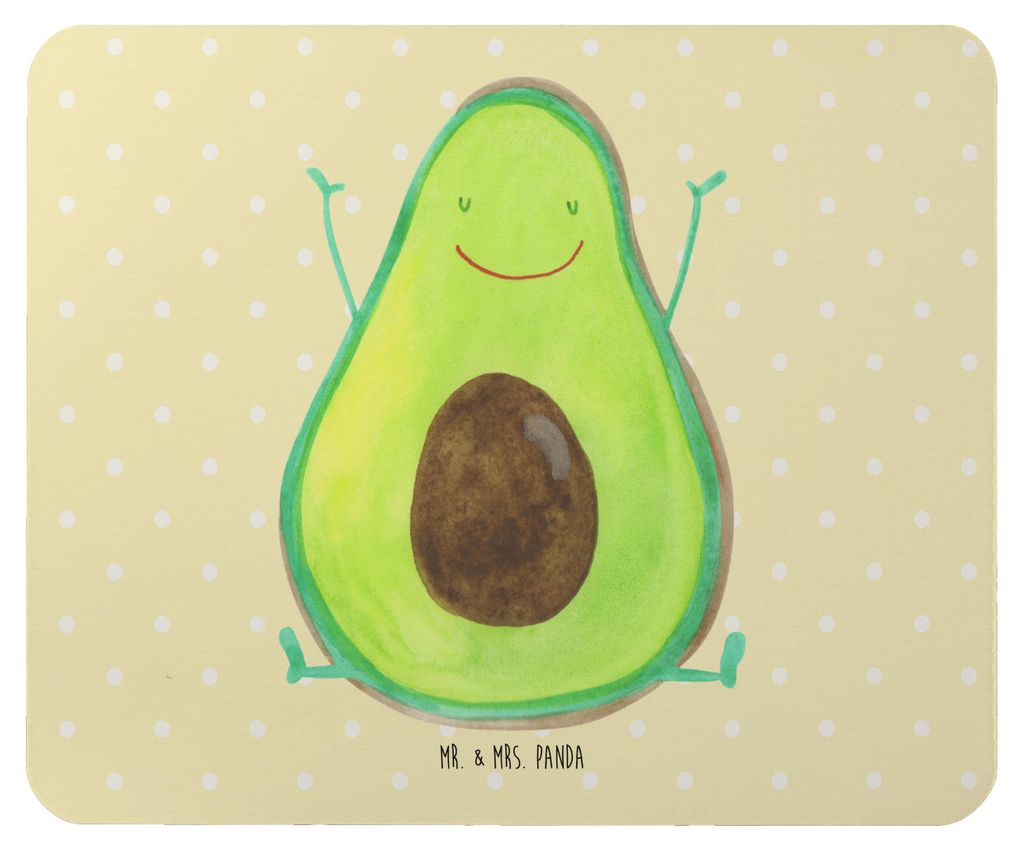 Mr. & Mrs. Panda Mauspad Avocado Glücklich - Gelb Pastell - Geschenk, Mouse Pad, Chaos, Frucht, laptop, mousematte, computer, Mousepad, Freude