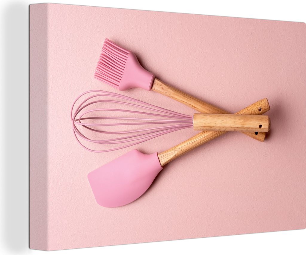 OneMillionCanvasses - Leinwandbilder - 150x100 cm, Küchenutensilien - Rosa - Backen, Wandbilder Kunstdruck Wanddekoration - Foto auf Leinwand - ...