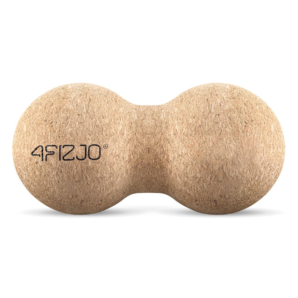 4FIZJO Duoball aus Naturkork, Ø 6,5 cm, Doppel-Massageball, Braun