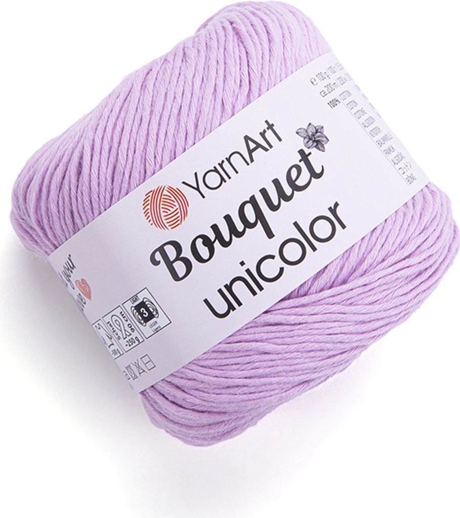 Yarnart Bouquet Unicolor 3212 Wrzos - 100% Baumwolle, 200m/100g, Lila-farbener Allrounder