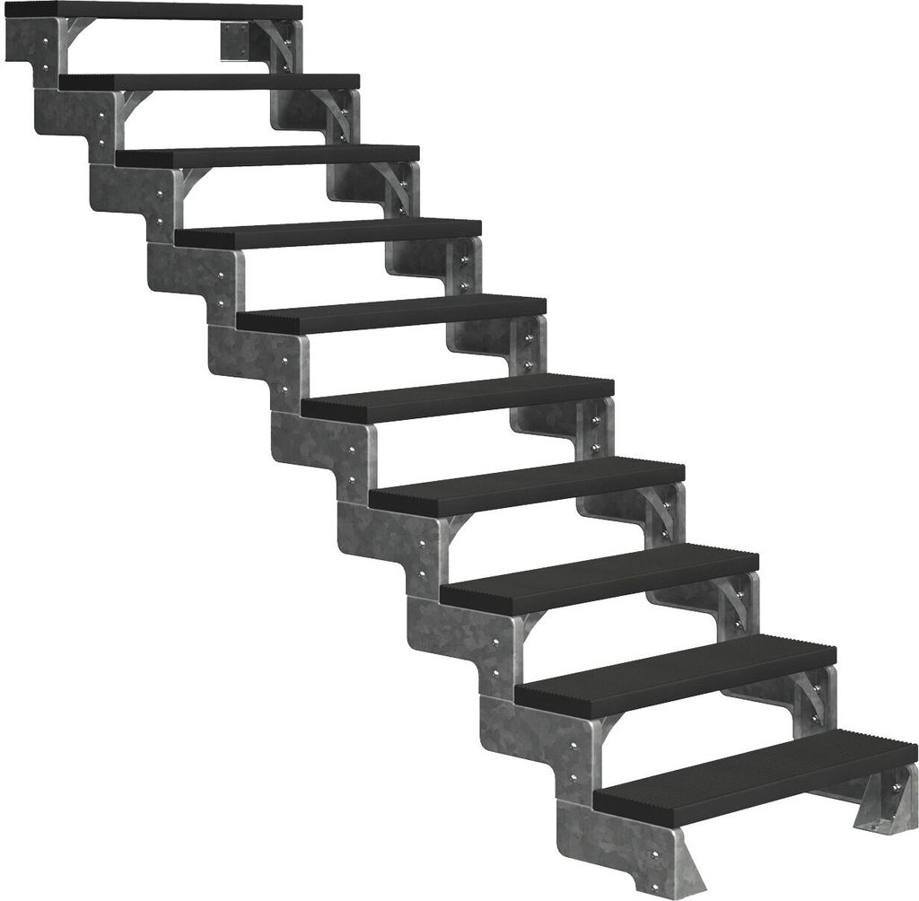 Dolle Außentreppe Gardentop 180-220cm Geschosshöhe mit Trimax anthrazit 100cm breit ohne Geländer