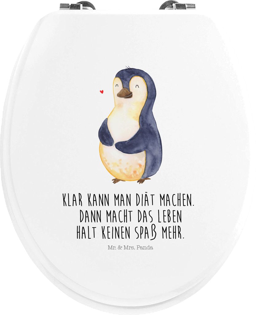 Mr. & Mrs. Panda WC Deckel Pinguin Diät - Weiß - Geschenk, Klodeckel, Sitz, Klobrille, Selbstliebe, klo, Pinguine, Toilettendeckel, WC-Sitz, Abne...