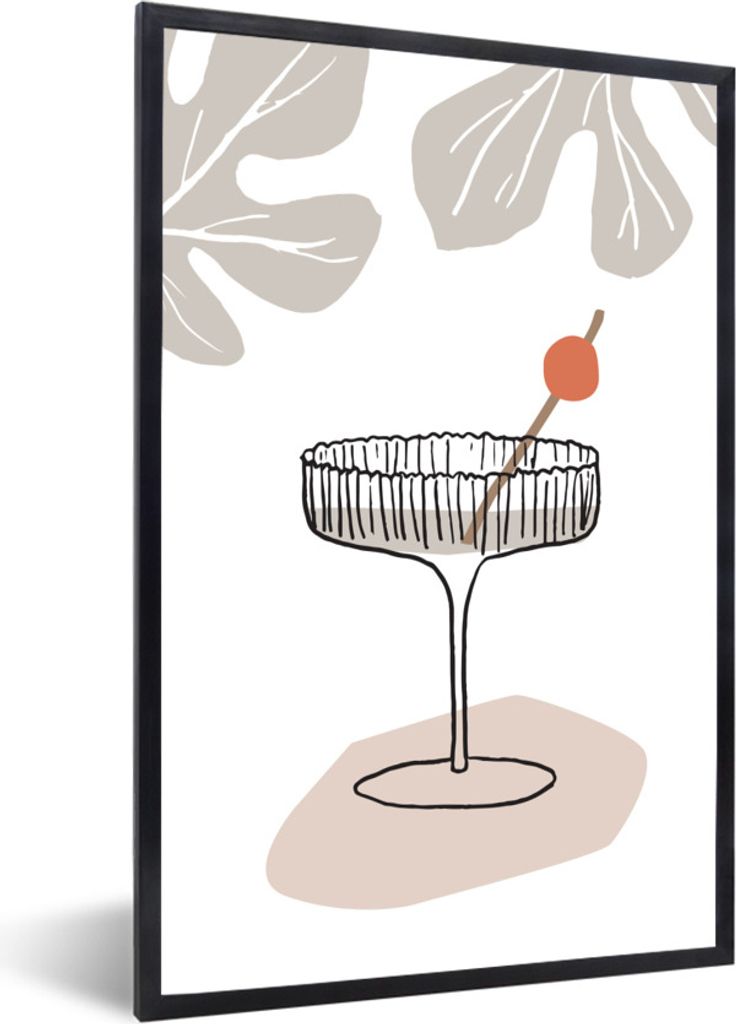 MuchoWow Gerahmtes Poster Sommer - Glas - Strohhalm - Weiß 20x30 cm - Poster mit Schwarzem Bilderrahmen Wandposter Rahmen Foto Bilder - Drucken ...