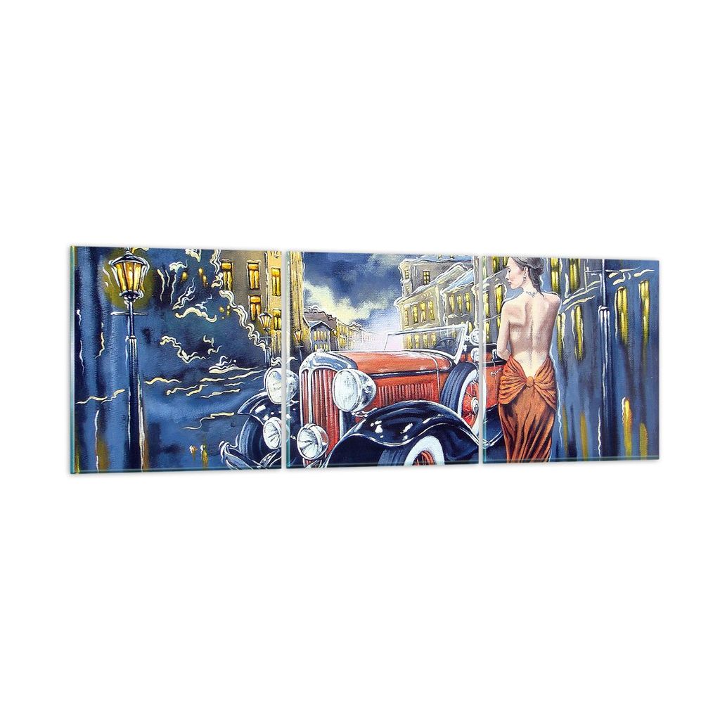 Bilder auf glas - frau retro stil - 120x40cm - Glasbilder - Wandbilder - Kunstdruck - zum Aufhängen bereit - Wanddekoration aus Glas - Glas Bilder...