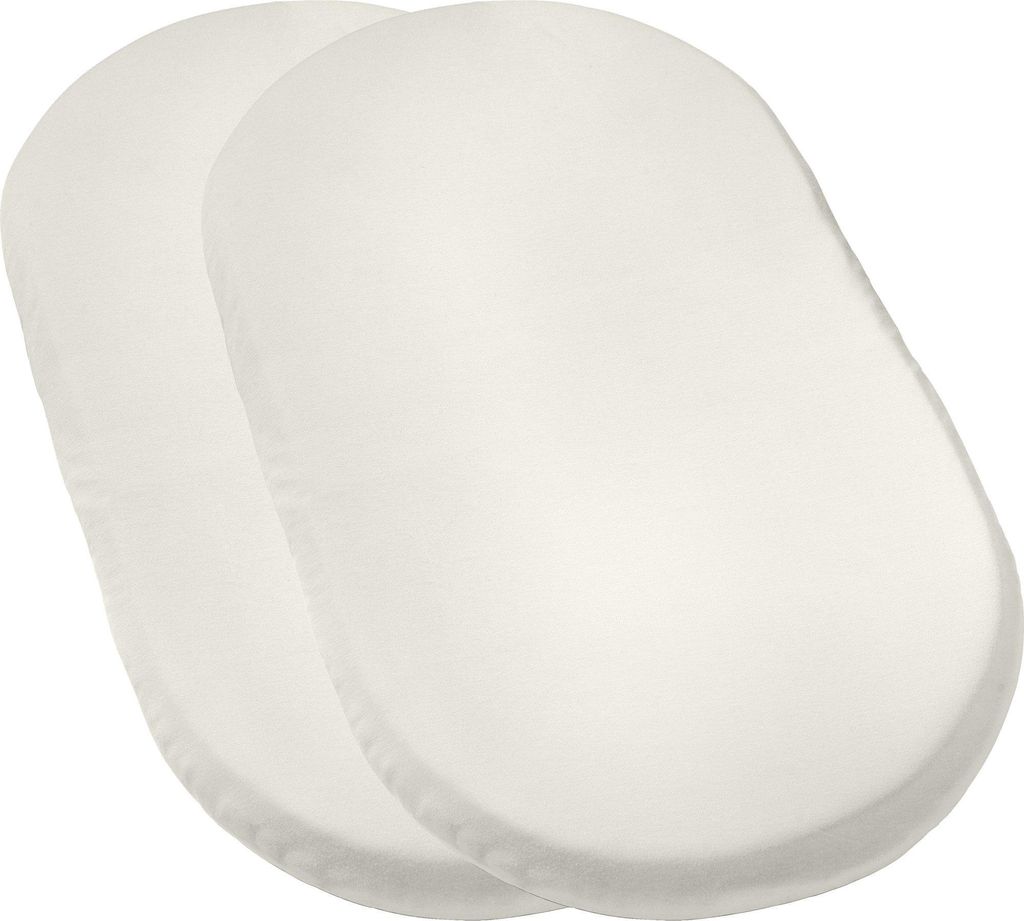 REDBEST Baby-Spannbettlaken San Francisco" 2er-Pack wollweiß 40x70 cm oval"