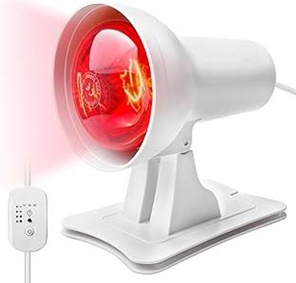 SUNOYA Rotlichtlampe Wärmelampe 150W, Infrarotlampe mit Timer & 4-Stufen Temperaturregelung, Infrarot Rotlichtlampe mit R95 Rotlicht für Muskelen...