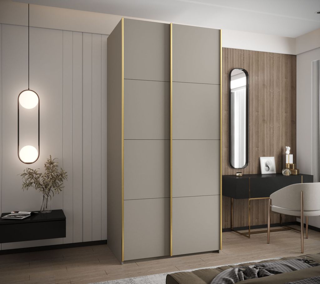Zweitüriger Kleiderschrank SAMARA 1 - 120 cm, Kaschmir/Gold