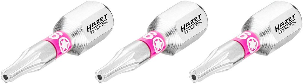 Hazet Bit 1/4 (6,3 mm) Sechskant massiv, Tamper Resistant TX Profil, 3-tlg., SW T9H