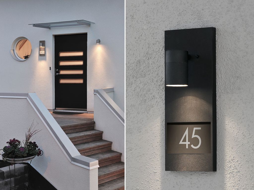 LED Außenwandleuchte zur Hausnummernbeleuchtung, Außenleuchte Downlight, Schwarz