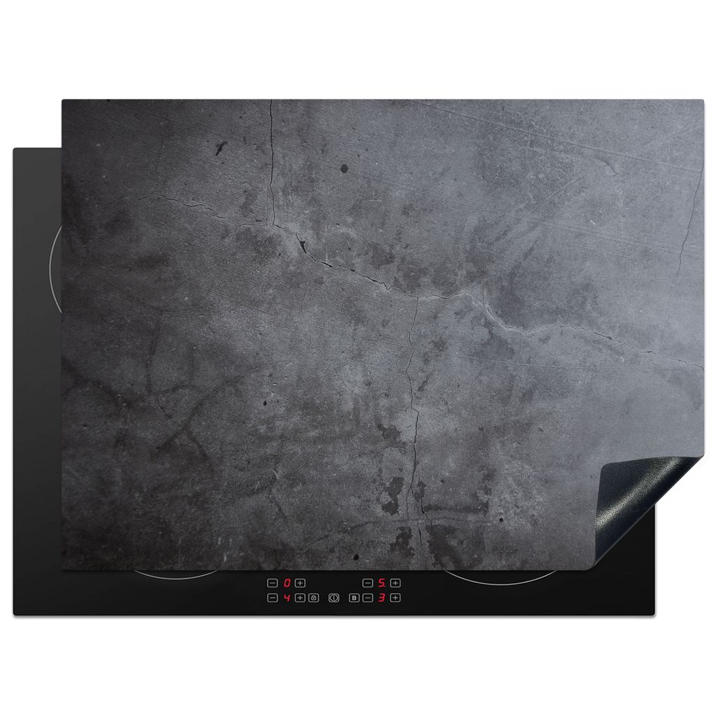 KitchenYeah Herdabdeckplatte Industriell - Beton - Grau - Schiefer - Retro , 71x52cm, Küche Deko, Glaskeramikkochfeld Herdabdeckung, Abdeckplatt...