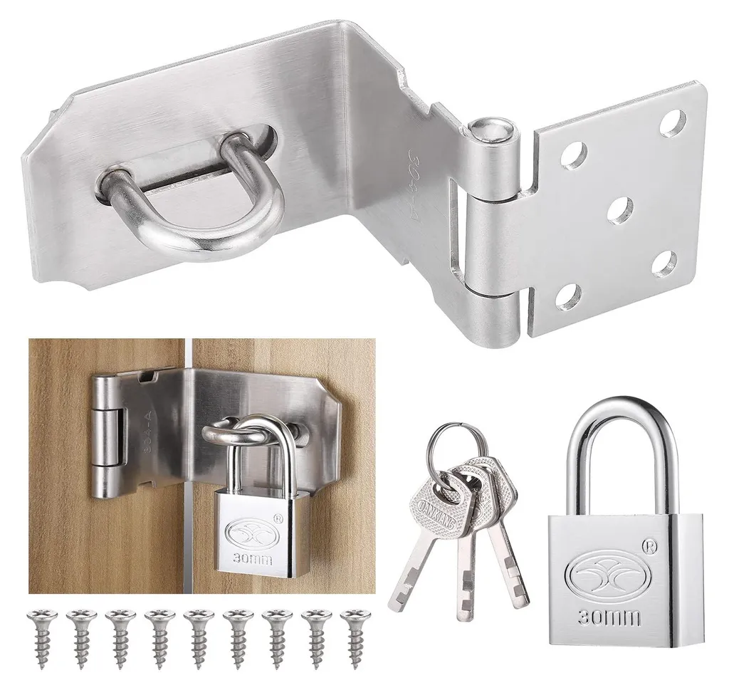 Dispositif de sécurité pour portails et armoires avec verrou inox 90°