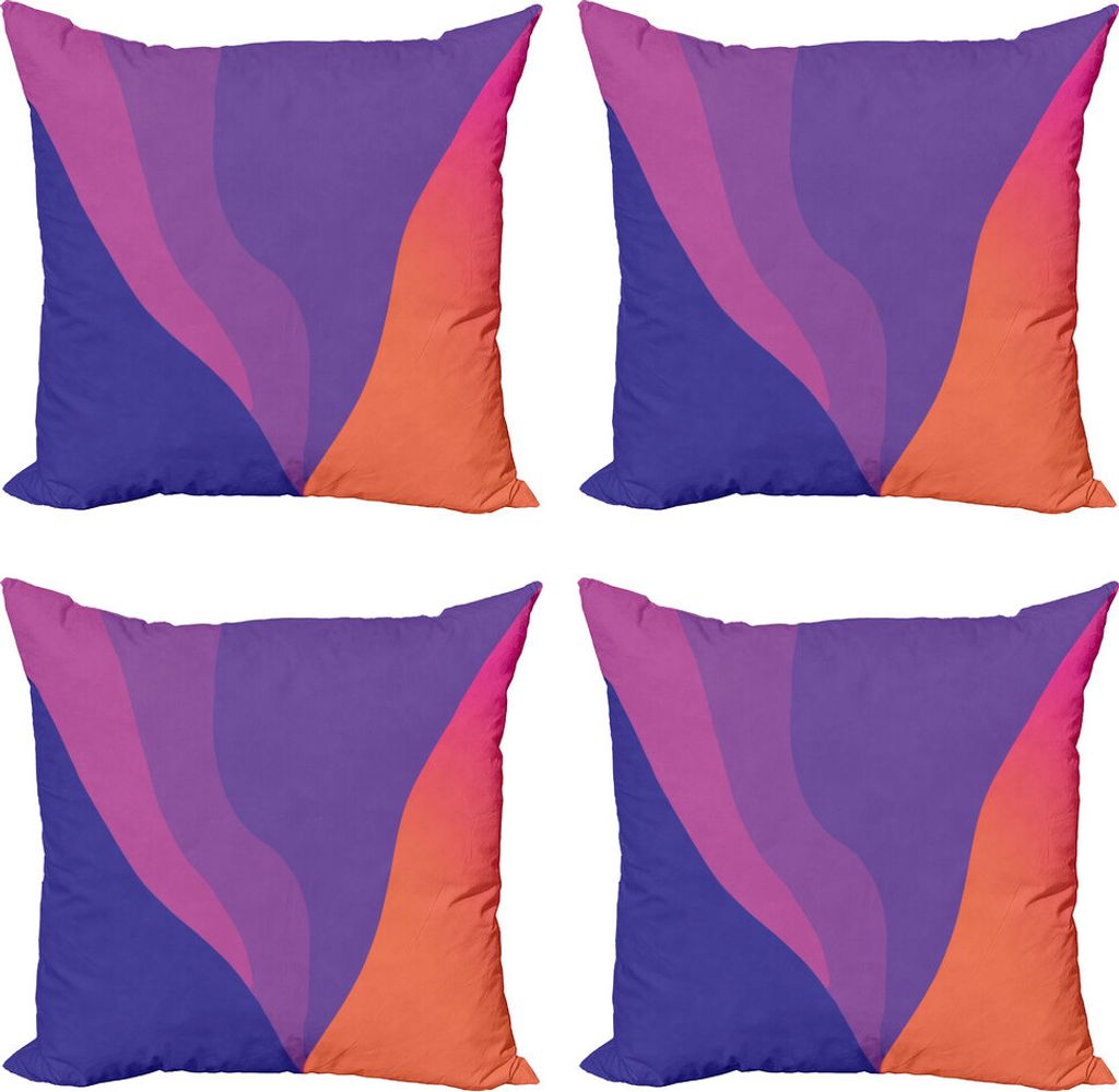 ABAKUHAUS zeitgenössisch Kissenbezug Set (4 Stück), Abstrakte wellenförmige Zeilen, Moderner Doppelseitiger Digitaldruck, 40 cm x 40 cm, Mehrfarbig