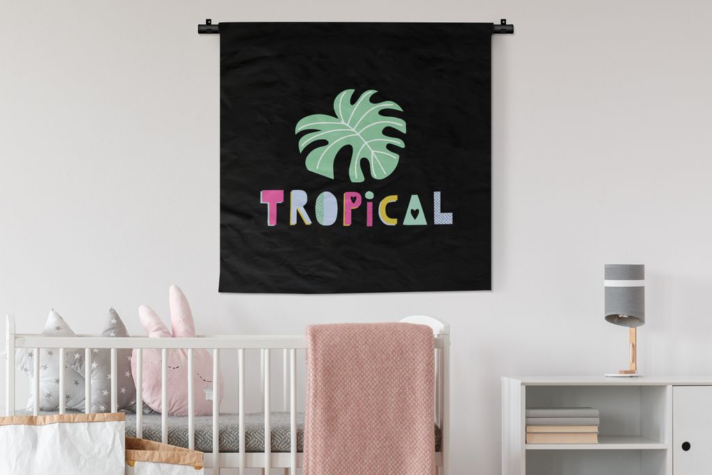 MuchoWow Wandteppich Wandbehang Sommer - Tropisch - Blatt 90x90 cm Tapisserie Dekoration Wandtuch - Wandaufhänger