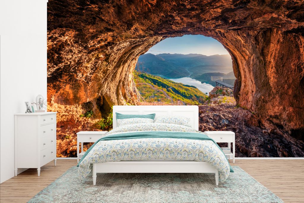 MuchoWow Fototapete für Wohnzimmer oder Schlafzimmer Wandtapete Vinyl Motivtapete Höhle - Berg - Landschaft - Natur - 435x260 cm - Kinderzimmer
