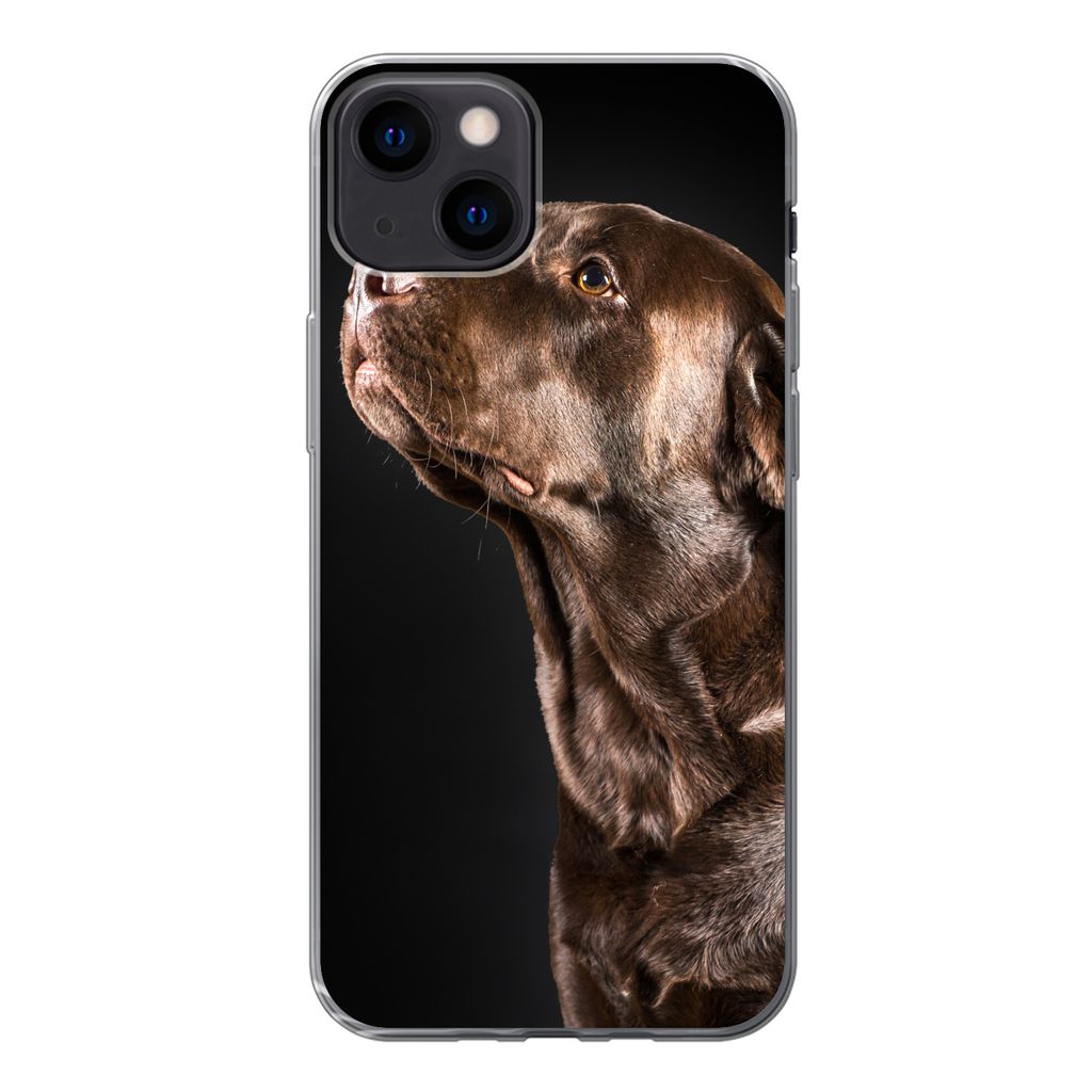 MuchoWow Handyhülle Schutzhülle Hülle für iPhone 13 Hund - Braun - Porträt Silikon Softcase Handy Hülle - Karteninhaber