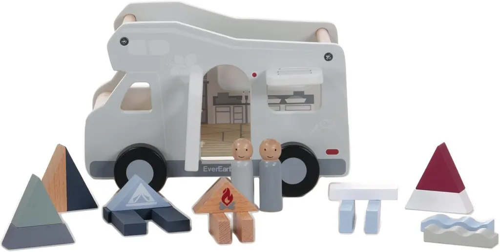 Véhicule jouet en bois type Camping Car - Jeu de rôle enfant EverEarth