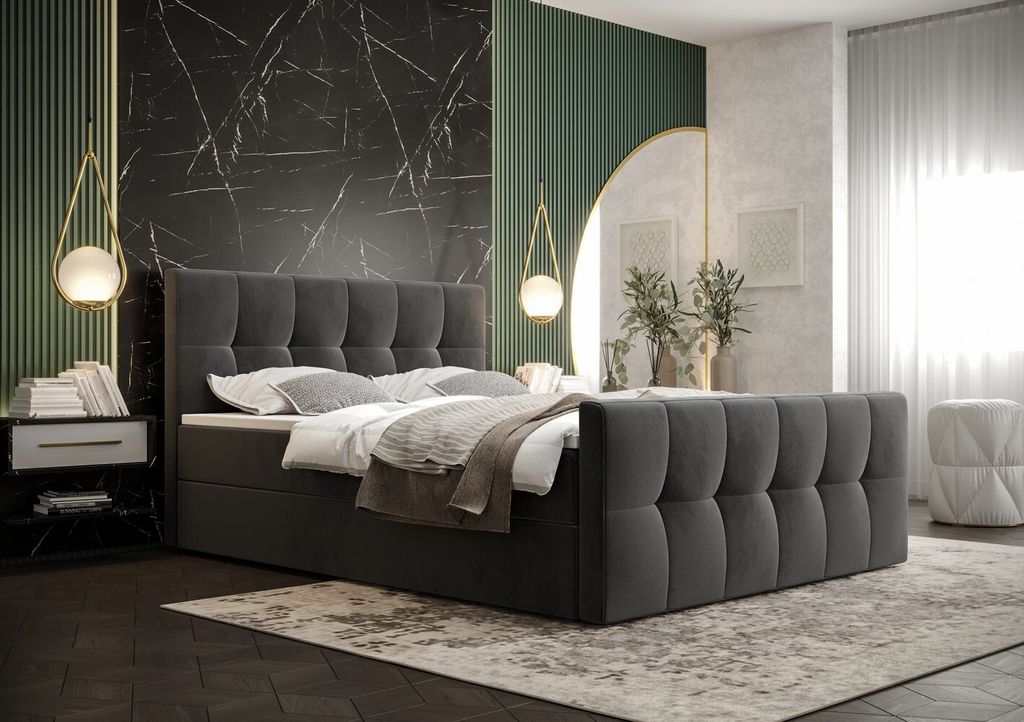 Elegantes Doppelbett ELIONE – 180x200, grau