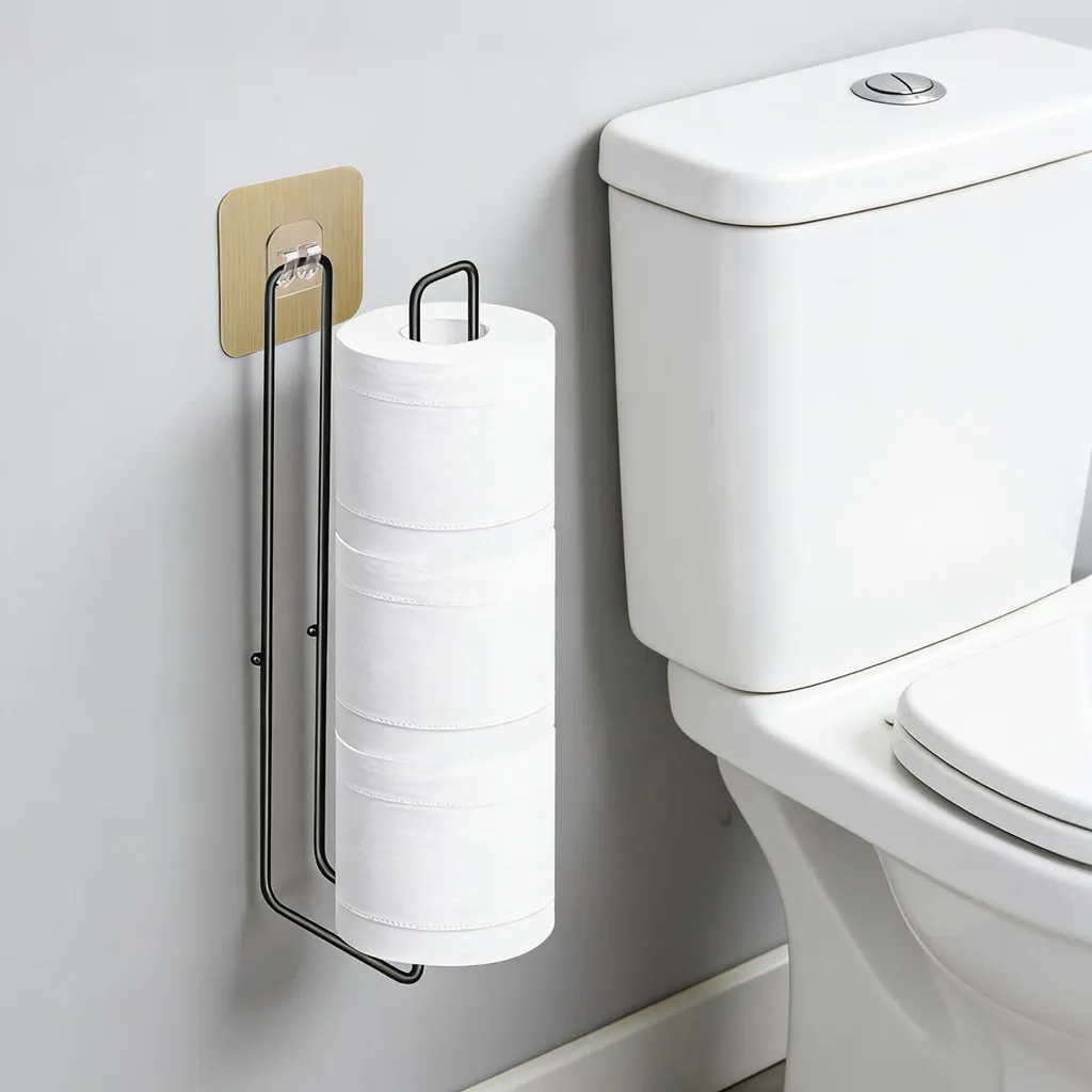 Porte-papier toilette noir adhésif : fini les trous dans le carrelage