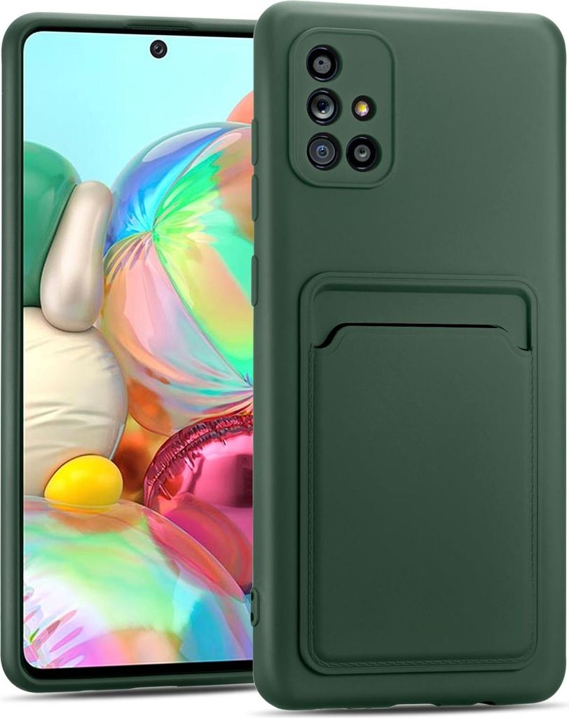 Handyhülle für Samsung Galaxy A51 Hülle Silikon Schutzhülle mit Kartenfach Slim Wallet Case, Grün