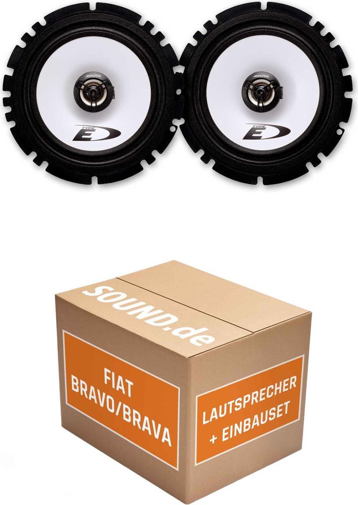 Lautsprecher Boxen Einbaupaket vorne Alpine SXE-1725 passend für Fiat Bravo Typ 198 | 2x Tief-Mitteltöner mit integriertem Hochtöner 220W MAX