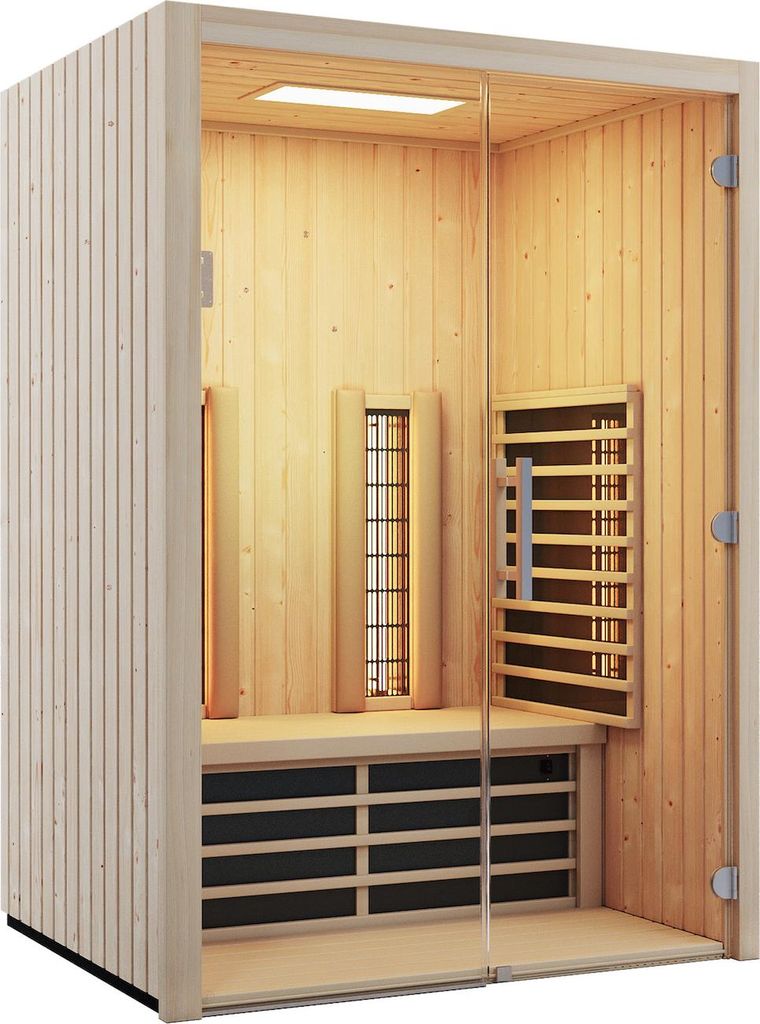 Infraworld Fusion Glas 145 Fichte RG Infrarotkabine 145x112 cm mit 2 ABC-Strahler