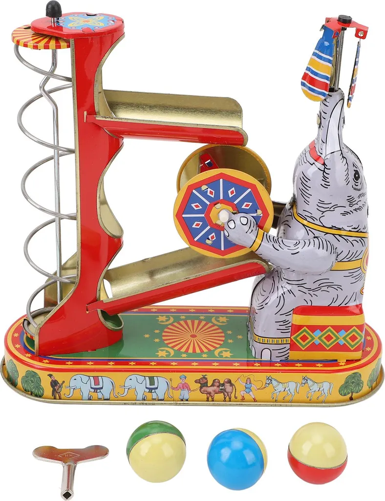 Jouet mécanique éléphant automate de collection en métal style ancien