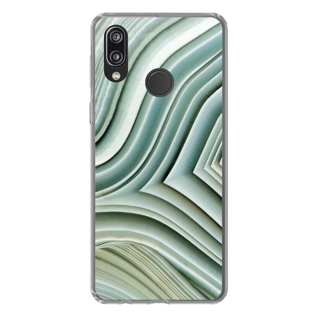 MuchoWow Handyhülle Schutzhülle Hülle für Huawei P20 Lite (2020) Naturstein - Abstrakt - Grau Silikon Softcase Handy Hülle - Kartenhalter