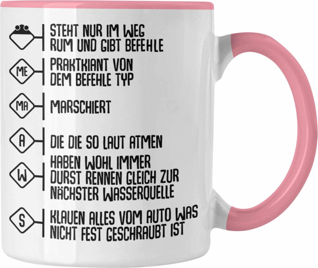 Trendation - Feuerwehr Tasse Geschenke Zubehör Lustig Einsatz Geburtstag Spruch Mann Praktikant (Rosa)