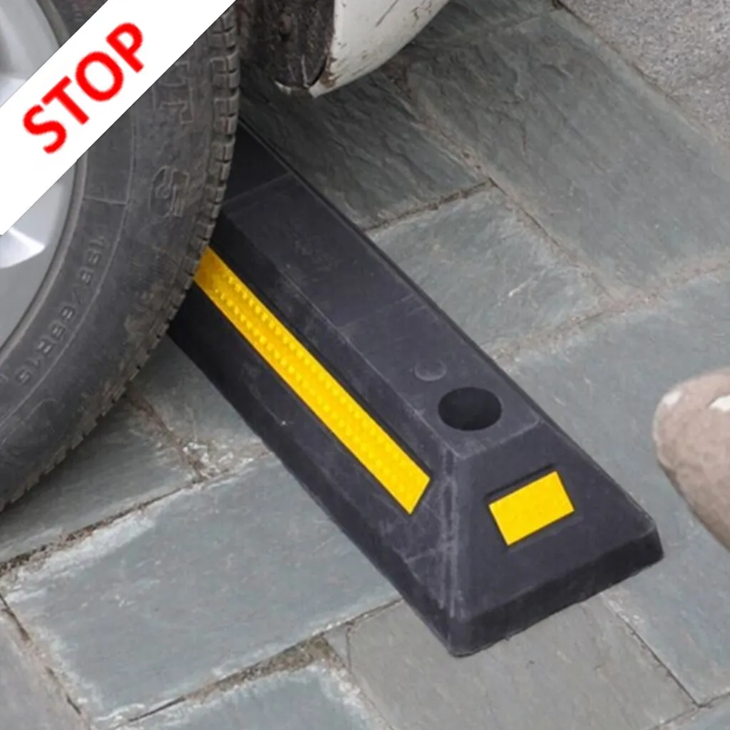 6 x barriera in gomma per parcheggi - 53,5 x 13 x 8,9 cm ferma ruota per parcheggi e garage - distanziatore - ausilio al parcheggio soglia di parcheggio ausilio al parcheggio - tappo per garage con catarifrangente - 3