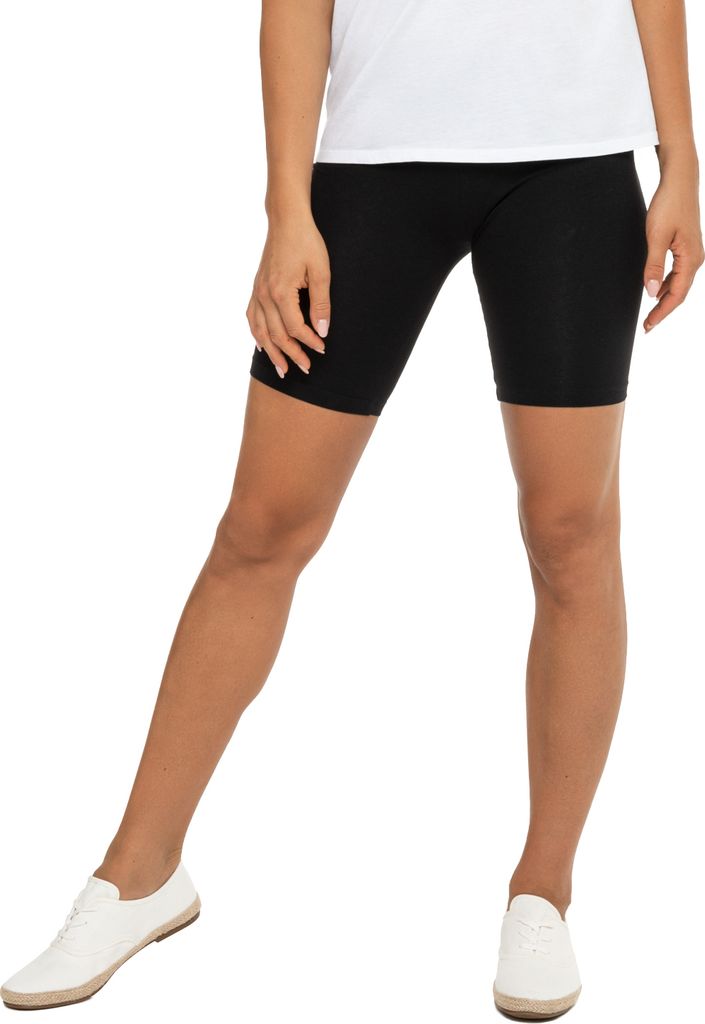Celodoro Damen Kurzleggings (1 Stück) Stretch-Jersey Radlerhose aus Baumwolle - Schwarz XL