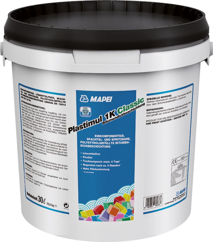 Bauwerksabdichtung Mapei Plastimul 2K Poly Classic Bitumendickbeschichtung 30 L (22 kg)