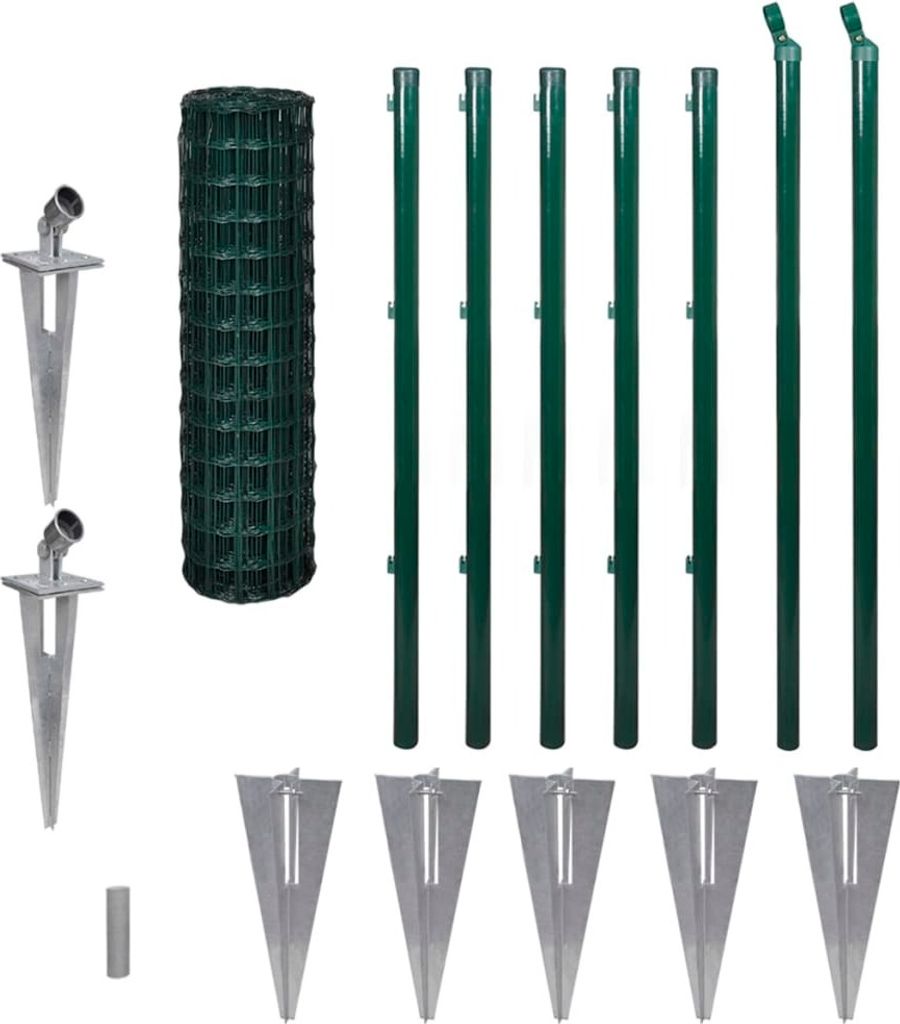dkd-home-decor Eurozaun Maschendrahtzaun 10 m, Grün, Stahldraht PVC-beschichtet, 100x100mm, 1,8/2,2mm