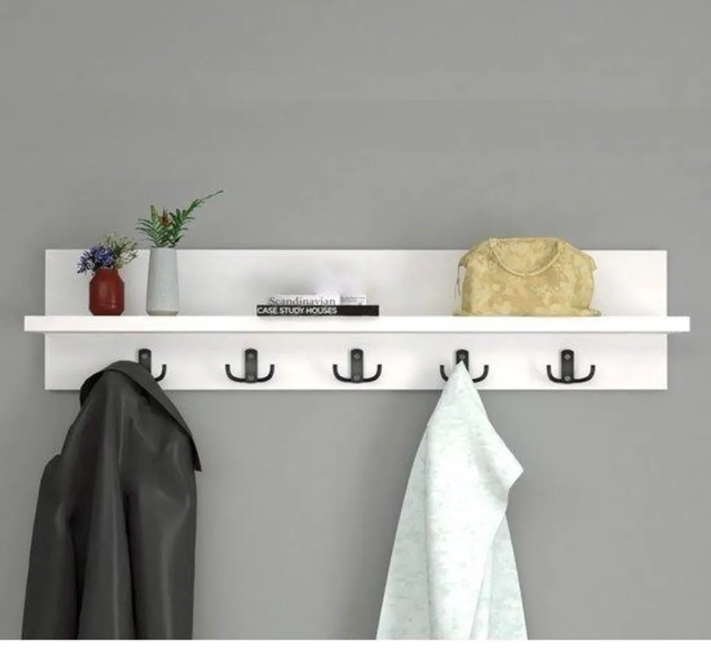 Optimisez votre rangement mural blanc - 10 crochets MDF 80 cm