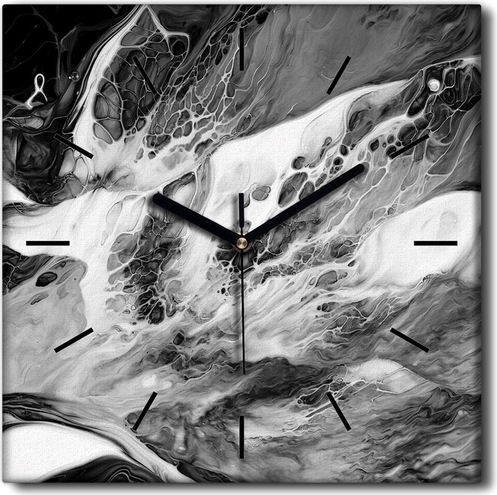 Coloray Uhr auf Leinwand 30x30 cm Wand Uhr Dekoration Wohnzimmer Segeltuch schwarze Hände -Abstraktion Kunstkunst